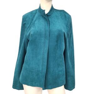 Dress Barn Teal Faux Suede Blazer Size XL